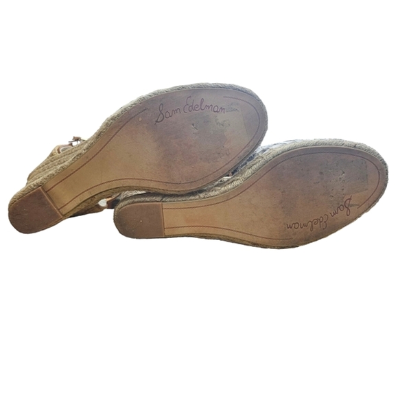 SAM EDELMAN Harmony Leather Snake & Croc Embossed Wedge Espadrille  Size 8.5 - Picture 9 of 11